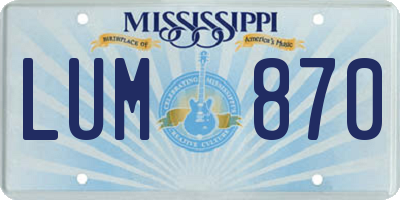 MS license plate LUM870