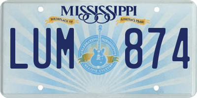 MS license plate LUM874
