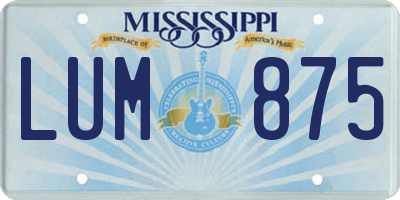 MS license plate LUM875