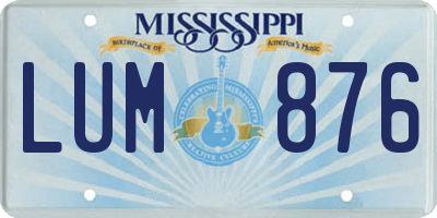 MS license plate LUM876
