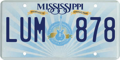 MS license plate LUM878