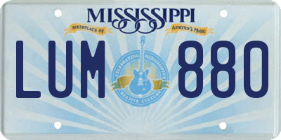MS license plate LUM880