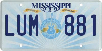 MS license plate LUM881