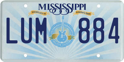 MS license plate LUM884