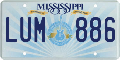 MS license plate LUM886