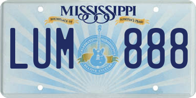 MS license plate LUM888