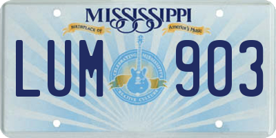 MS license plate LUM903