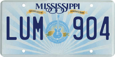 MS license plate LUM904