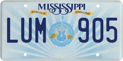 MS license plate LUM905