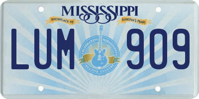 MS license plate LUM909