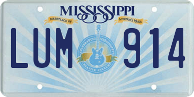 MS license plate LUM914