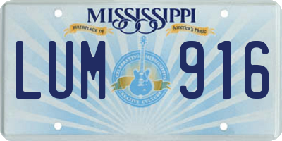 MS license plate LUM916