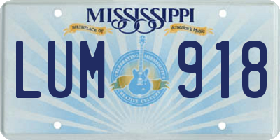 MS license plate LUM918