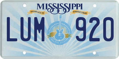 MS license plate LUM920