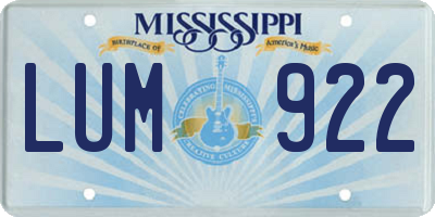 MS license plate LUM922