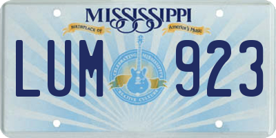 MS license plate LUM923