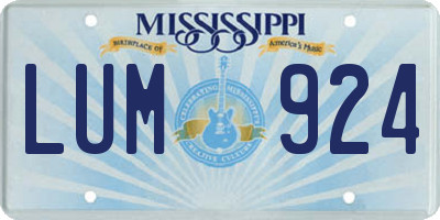 MS license plate LUM924