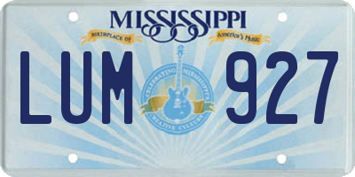 MS license plate LUM927