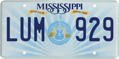 MS license plate LUM929