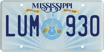 MS license plate LUM930