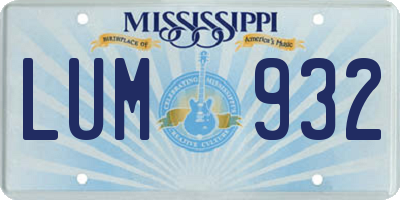 MS license plate LUM932