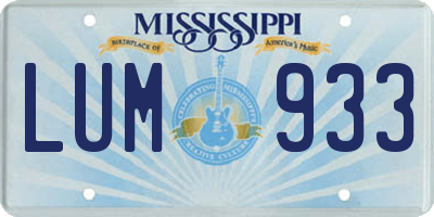 MS license plate LUM933