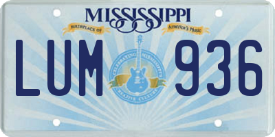 MS license plate LUM936