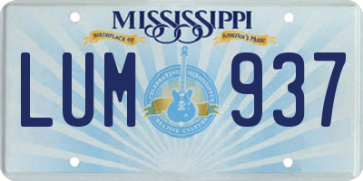MS license plate LUM937
