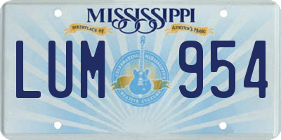 MS license plate LUM954