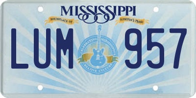 MS license plate LUM957