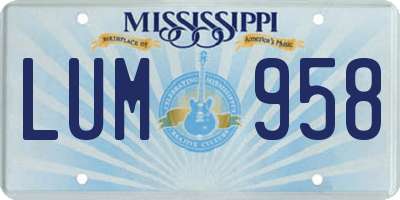 MS license plate LUM958