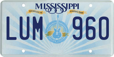 MS license plate LUM960