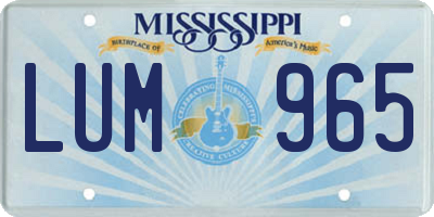 MS license plate LUM965