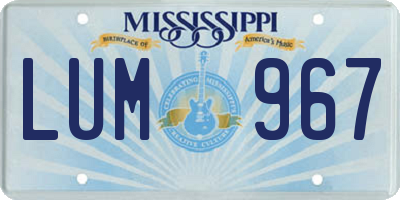 MS license plate LUM967