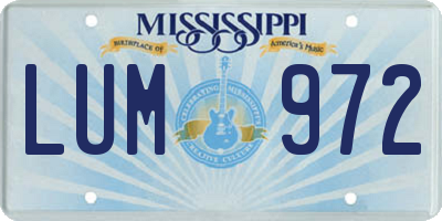 MS license plate LUM972