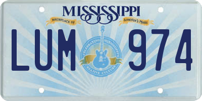 MS license plate LUM974