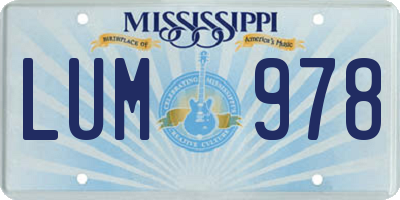 MS license plate LUM978