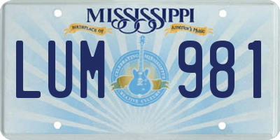 MS license plate LUM981