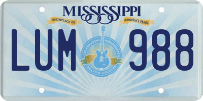 MS license plate LUM988