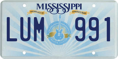 MS license plate LUM991