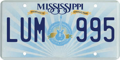 MS license plate LUM995