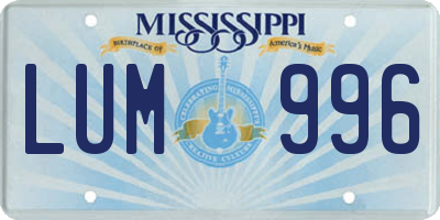 MS license plate LUM996