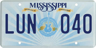 MS license plate LUN040