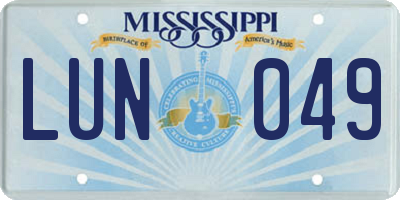 MS license plate LUN049