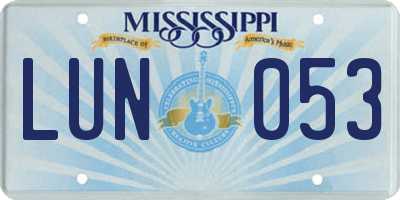 MS license plate LUN053