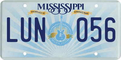 MS license plate LUN056