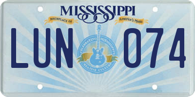 MS license plate LUN074