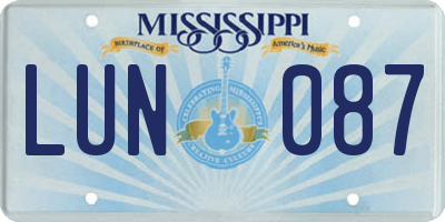 MS license plate LUN087