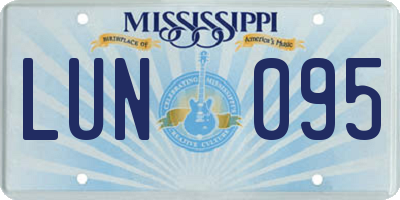 MS license plate LUN095