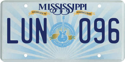 MS license plate LUN096